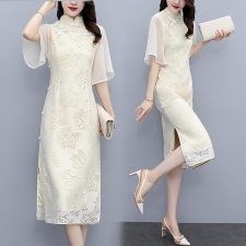 芷墨2022夏装新款时尚复古典雅蕾丝旗袍连衣裙司藤，女装汉服/婚纱/旗袍/礼服，芷墨服饰