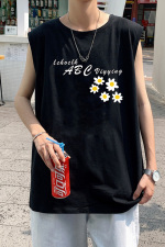 ！港风2023夏季无袖背心男加肥加大码宽松短袖T恤男BX263-P20，男装背心/马甲，电商B371