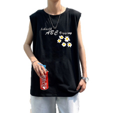 ！港风2023夏季无袖背心男加肥加大码宽松短袖T恤男BX263-P20，男装背心/马甲，电商B371