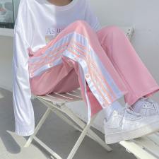 中性排扣裤子男宽松直筒运动卫裤潮B377-KN179-P45控价58，女装休闲裤，电商B377