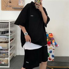 套装男短袖POLO衫上衣港风2021夏季新款五分裤潮流ins帅W808-P42，男装休闲套装，星座412-2