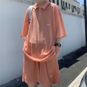 套装男短袖POLO衫上衣港风2021夏季新款五分裤潮流ins帅W808-P42，男装休闲套装，星座412-2