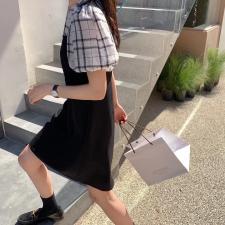 泡泡袖连衣裙，女装连衣裙，深度