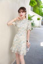 夏季新款3D印花清爽气质小旗袍，女装婚纱/旗袍/礼服，菲雪妮