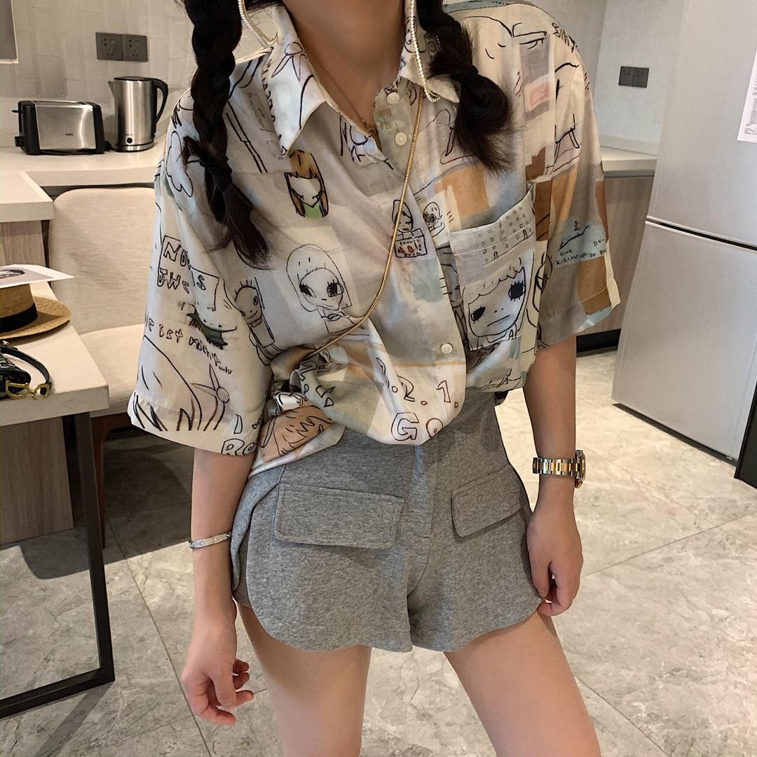 印花衬衫，女装衬衫，XTZ style