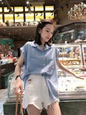 雪纺无袖衬衣，女装，一杭