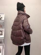 DG832潮牌亮皮立领不规则车线保暖羽绒服，女装羽绒服，L·H·X