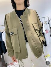 DG862早春新款字母贴标口袋宽松显瘦短款外套，女装，L·H·X