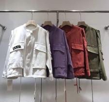 DG862早春新款字母贴标口袋宽松显瘦短款外套，女装，L·H·X