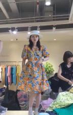 DG888欧洲站夏季女装时尚方领法式气质甜美显瘦连衣裙，女装连衣裙，L·H·X