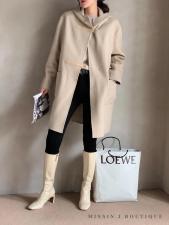 SLQ071洋气连帽双皮扣百分百全羊毛大衣，女装，L·H·X