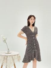 法式显瘦荷叶边鱼尾连衣裙，女装连衣裙，炅缇恩
