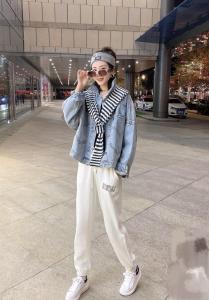 条纹带帽牛仔外套,女装,衣生缘