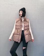 ZCL508气质拼罗口洋气抽绳百分百羽绒马甲，女装马夹，L·H·X