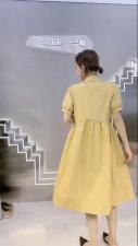 ZCL607韩版时尚宫廷风Polo领甜美系蝴蝶结中长款连衣裙，女装连衣裙，L·H·X