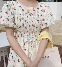 小复古法式花连衣裙，女装连衣裙，新袖