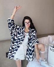 春夏新款欧洲站百搭中长款连帽宽松外套印花女潮时尚，女装，L·H·X