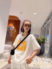 2021夏季新款短袖彩条工艺印花卫衣，女装卫衣/绒衫，柏旺阁