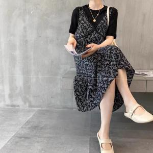 夏季新款韩版两件套连衣裙,女装连衣裙,依露奇