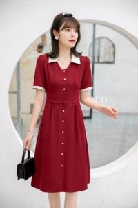 夏季新款连衣裙,女装连衣裙,水锦红