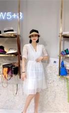DG898夏季新款2021甜美气质显瘦拼蕾丝系绳收腰娃娃裙，女装，L·H·X