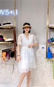 DG898夏季新款2021甜美气质显瘦拼蕾丝系绳收腰娃娃裙,女装,L·H·X