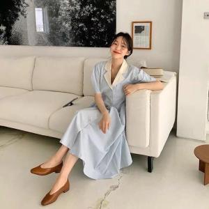 【现货】OURS 夏季新款韩翻领连衣裙,女装连衣裙,OURS