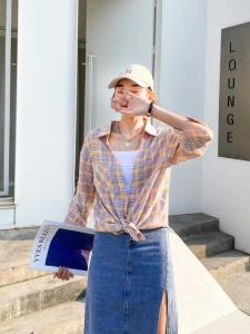 格子假两件小衫,女装,百变诱惑