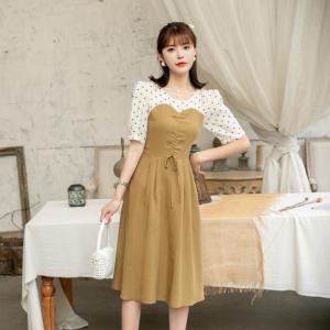 现货夏季新款拼接连衣裙,女装连衣裙,依美依缘