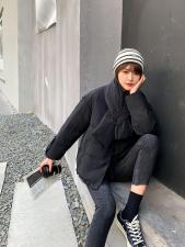 9839款围脖羽绒服 90白鸭绒时尚潮流，羽众不同，温暖过冬，女装羽绒服，蓝衣可