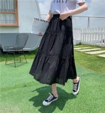 现货夏季高腰蕾丝边半身裙女新款韩版百搭大摆a字版层层蛋糕裙，女装半身裙，妍妍衣坊