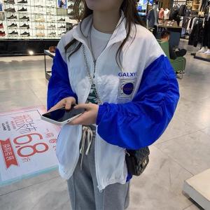 韩版2021夏季时尚休闲字母长?拉链棒球服开衫防晒外套,女装,L·H·X