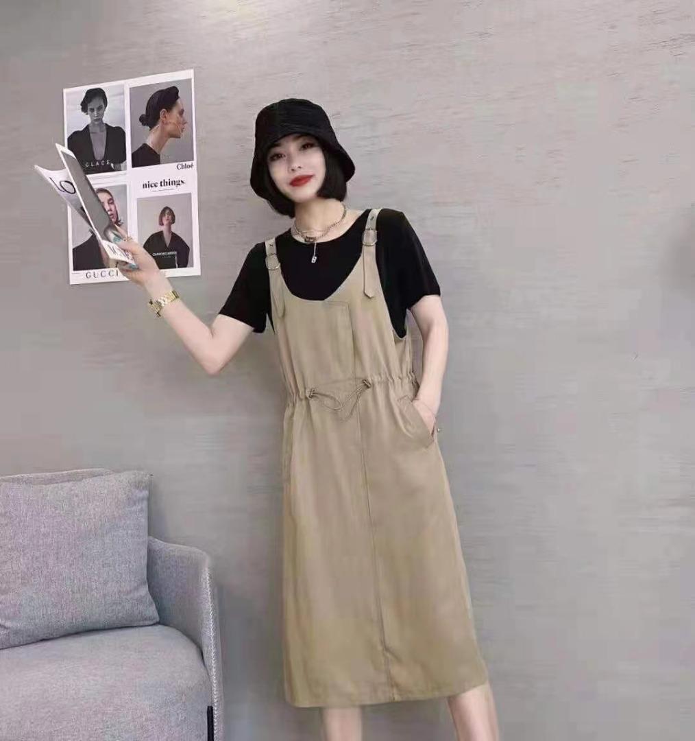 天丝两件套背带群，女装，慕亿