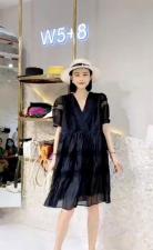 DG898夏季新款2021甜美气质显瘦拼蕾丝系绳收腰娃娃裙，女装，L·H·X
