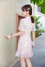 夏季新款3D印花清爽气质小旗袍，女装婚纱/旗袍/礼服，菲雪妮