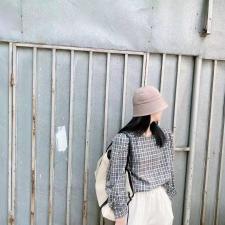 春款格子小衫，女装，魅力可诗