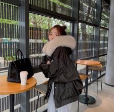 冬款雪山派克狐狸毛领兔毛外套，女装，青菜萝卜
