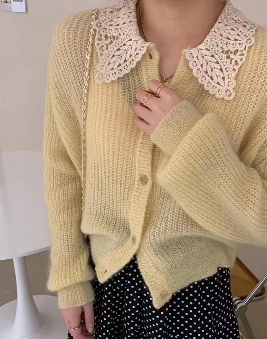 高品质马海毛羊毛两穿开衫，返单跑量款，女装，molly fits