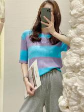 条纹针织上衣，女装，WW9