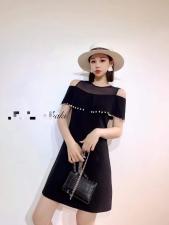 露肩珍珠连衣裙，女装连衣裙，玩美