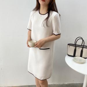 包边圆领小香连衣裙,女装连衣裙,土布鱼