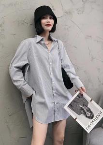 SGH2090洋气立领后开叉条纹衬衫,女装衬衫,L·H·X