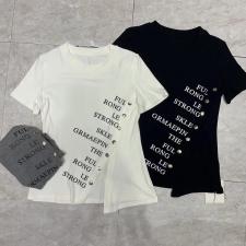 现货欧货印花纽扣T，女装，柒外