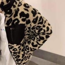 DG836潮牌豹纹立领仿羊羔毛外套，女装，L·H·X