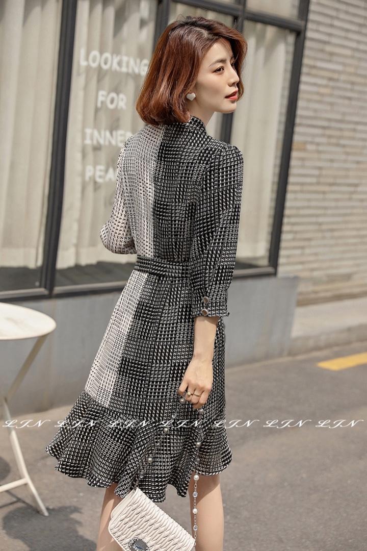 AB面收腰连衣裙，女装连衣裙，莲佳妮