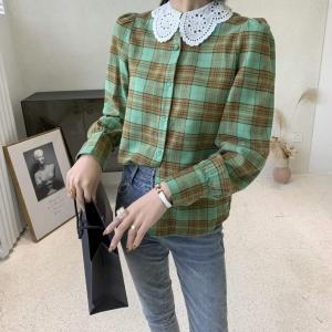 2021春装新款格子衬衫,女装衬衫,天使格格