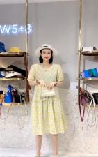 DG893夏季新款2021法式复古赫本风设计感小众碎花连衣裙，女装连衣裙，L·H·X