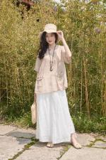 苎麻上衣和裤子，女装，线象