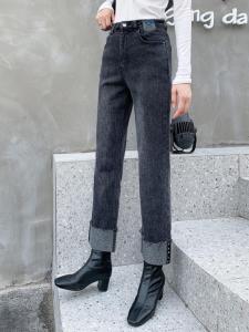 2021冬款加厚直筒牛仔裤,女装牛仔裤,雪儿诱惑