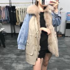 ZHG8107时尚门襟大狐狸毛领可拆卸内胆獭兔毛皮草派克服，女装皮草，L·H·X